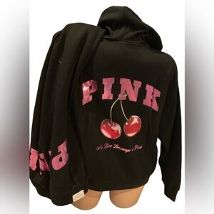 NEW VICTORIAS SECRET PINK BLING IRIDESCENT CAMPUS FULL ZIP HOODIE & JOGGER S-XXL
